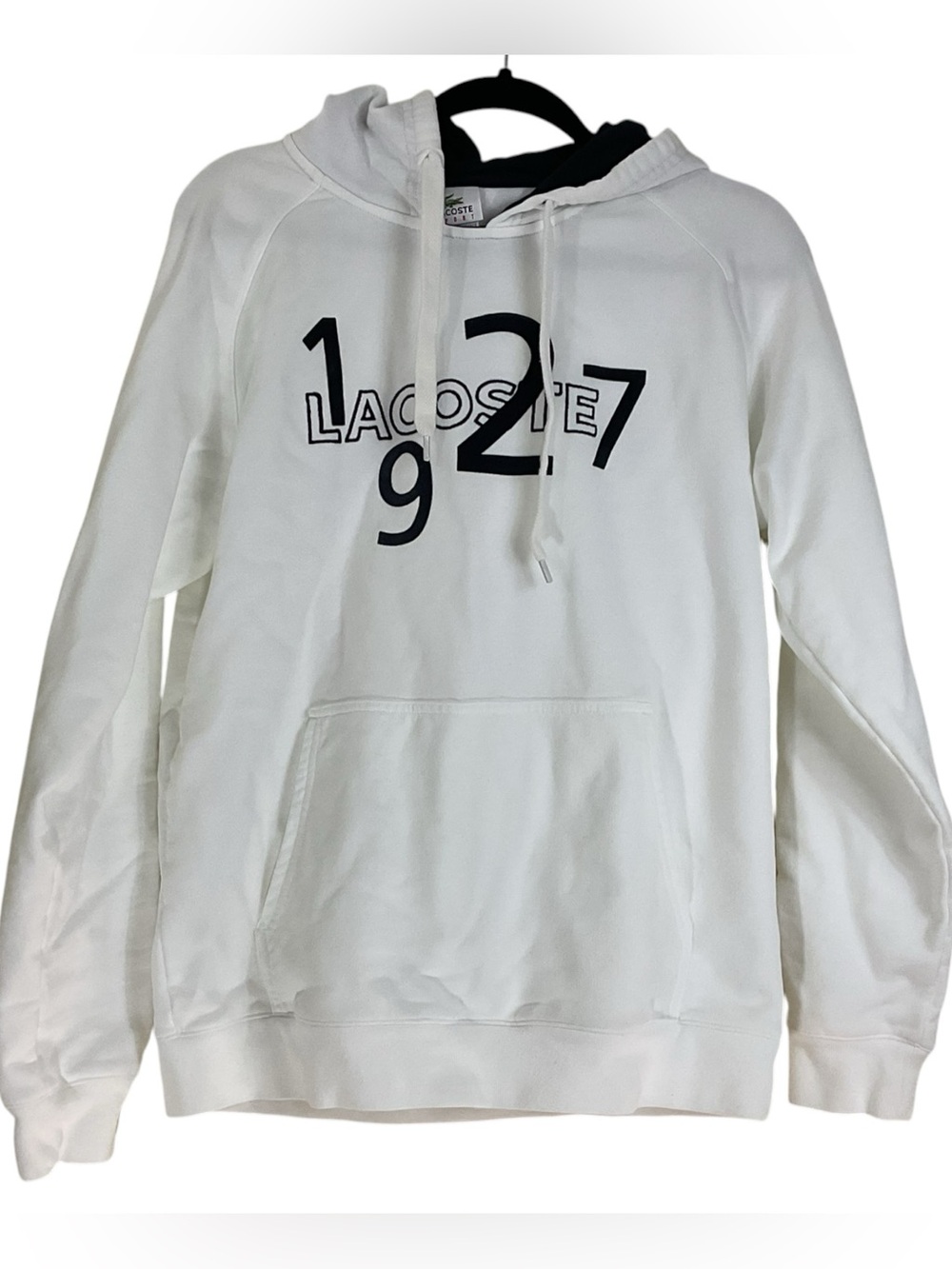 Lacoste Sport Logo Hoodie Blanc Eclipse White Pullover Kangaroo Pocket NWT Size